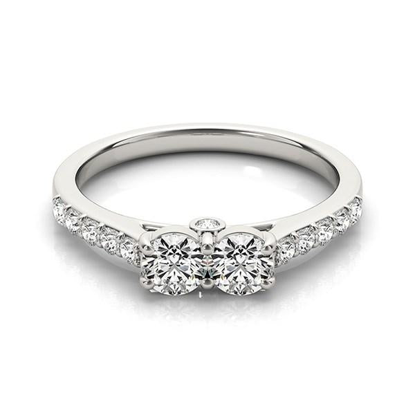 14k White Gold Round Two Stone Diamond Ring (3/4 cttw).