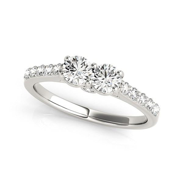 14k White Gold Round Two Stone Diamond Ring (3/4 cttw).