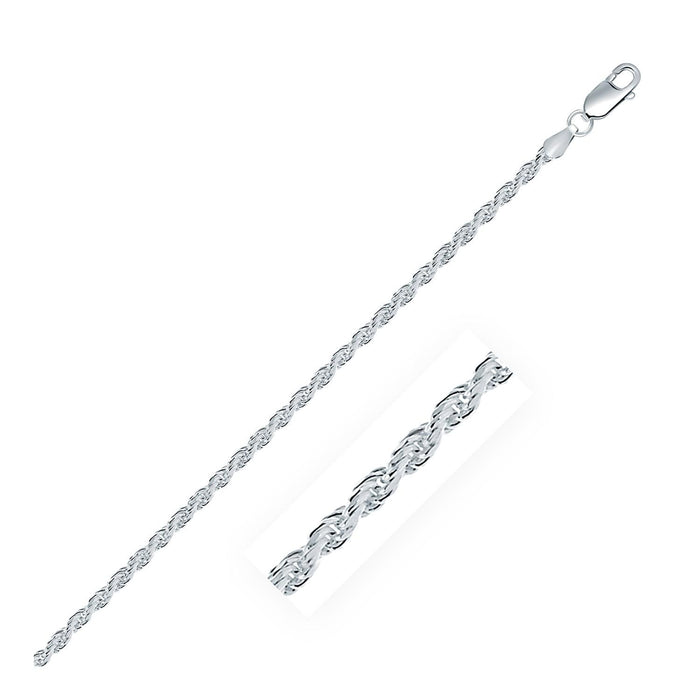 Sterling Silver 2.9mm Diamond Cut Rope Style Chain.