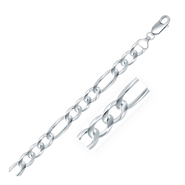 Rhodium Plated 9.0mm Sterling Silver Figaro Style Chain.