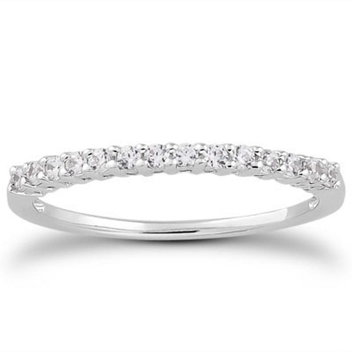 14k White Gold Shared Prong Diamond Wedding Ring Band with Airline Gallery.