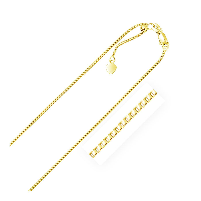 14k Yellow Gold Adjustable Box Chain 1.1mm.