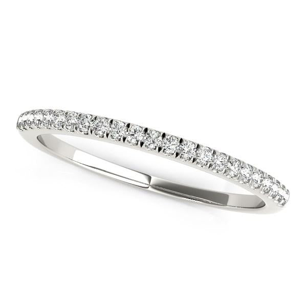 14k White Gold Scallop Style Setting Diamond Wedding Band (1/8 cttw).