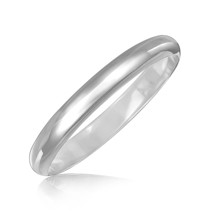 Sterling Silver Dome Style Bangle with Rhodium Plating.