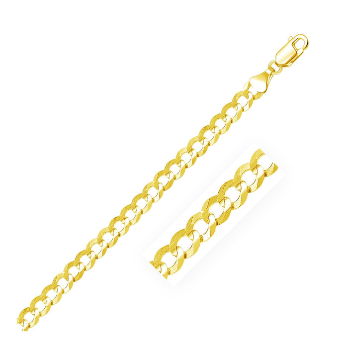 7.0mm 10k Yellow Gold Curb Bracelet.