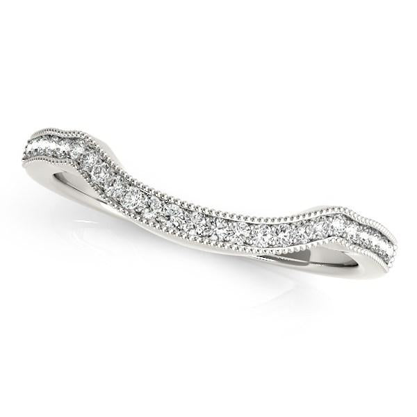 14k White Gold Curvy Style Pave Set Diamond Wedding Band (1/6 cttw).