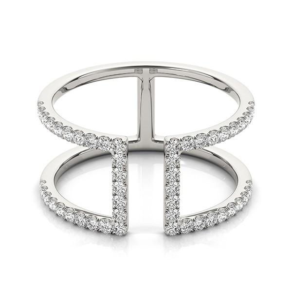 14k White Gold Modern Dual Band Style Diamond Ring (1/2 cttw).
