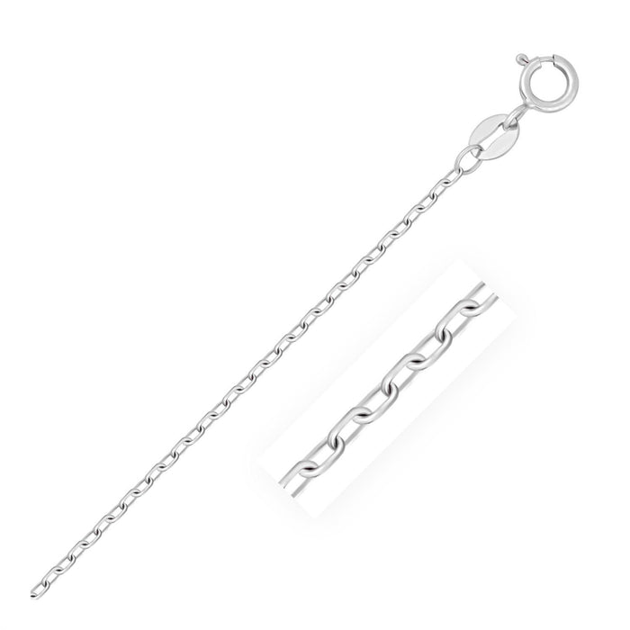 14k White Gold Faceted Cable Link Chain 1.3mm.