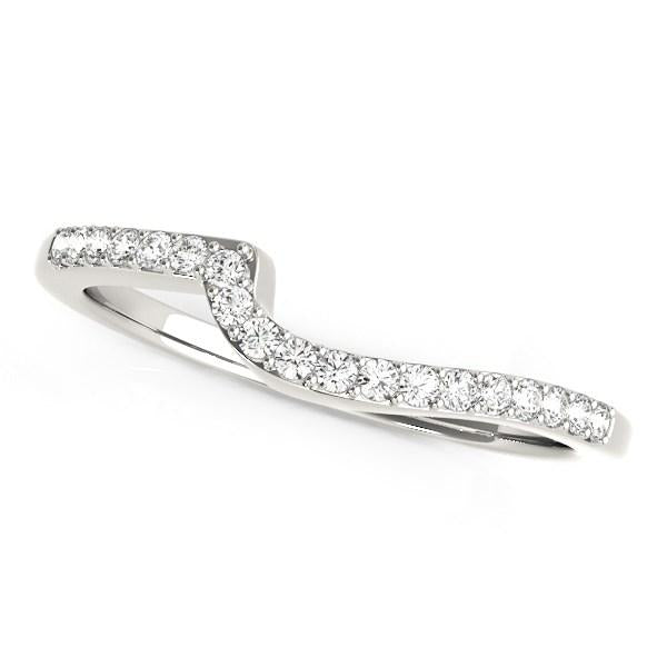 14k White Gold Curved Design Round Diamond Wedding Band (1/4 cttw).