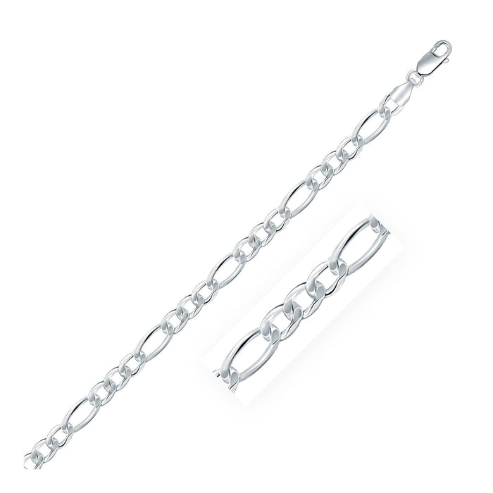 Rhodium Plated 5.5mm Sterling Silver Figaro Style Chain.