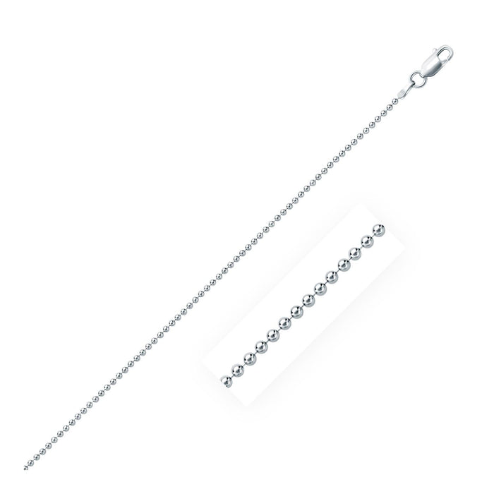 Rhodium Plated 1.5mm Sterling Silver Bead Style Chain.