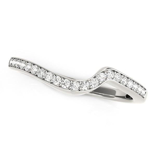 14k White Gold Modern Curved Wedding Ring (1/5 cttw).