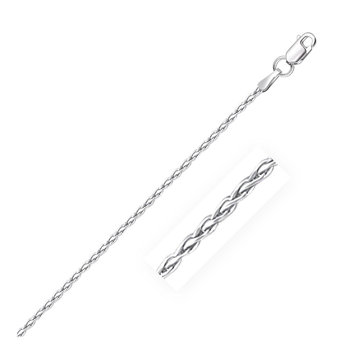 Sterling Silver Rhodium Plated Wheat Chain 1.5mm.