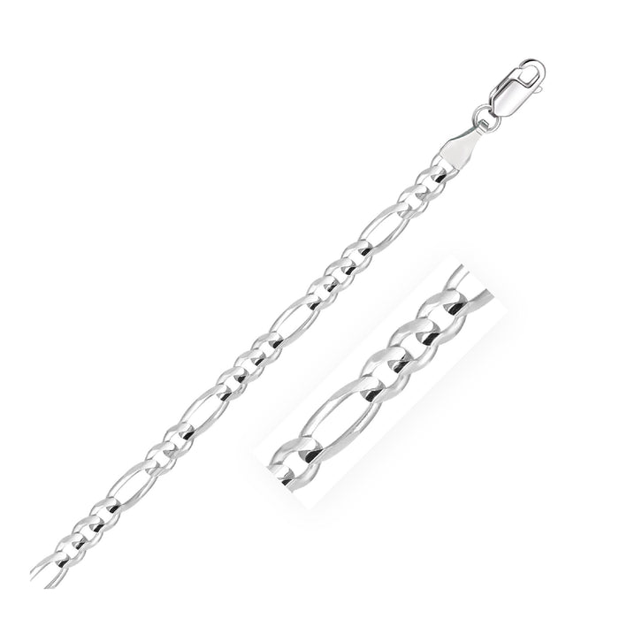 4.6mm 14k White Gold Solid Figaro Chain.