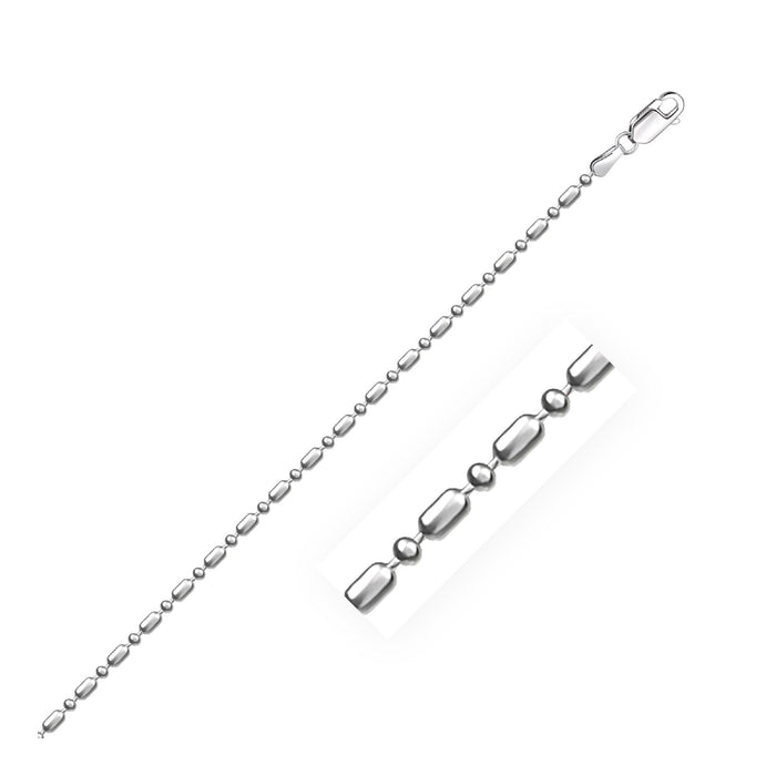 Sterling Silver Rhodium Plated Bead Chain 1.5mm.