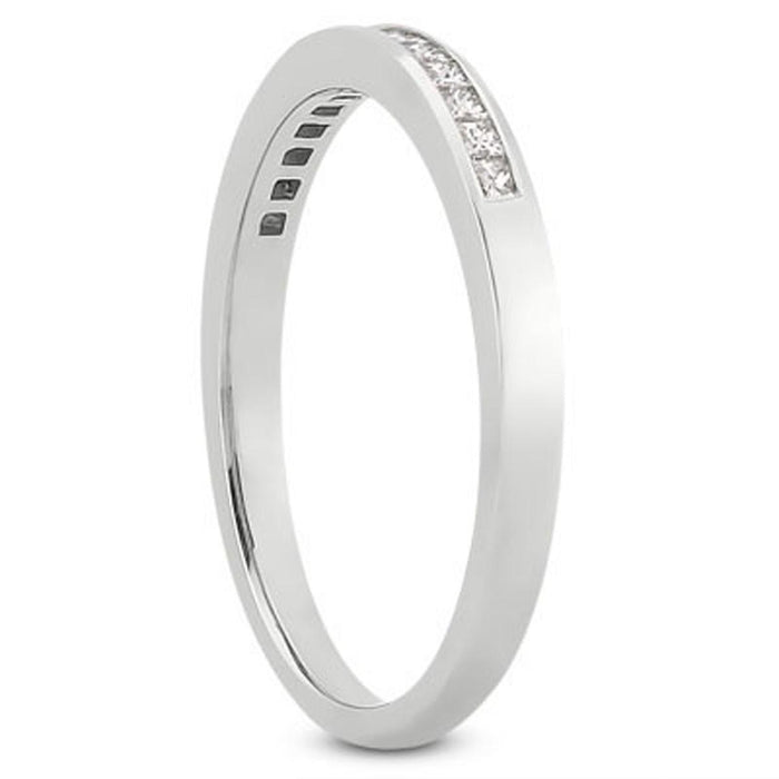 14k White Gold Channel Set Princess Diamond Wedding Ring Band.