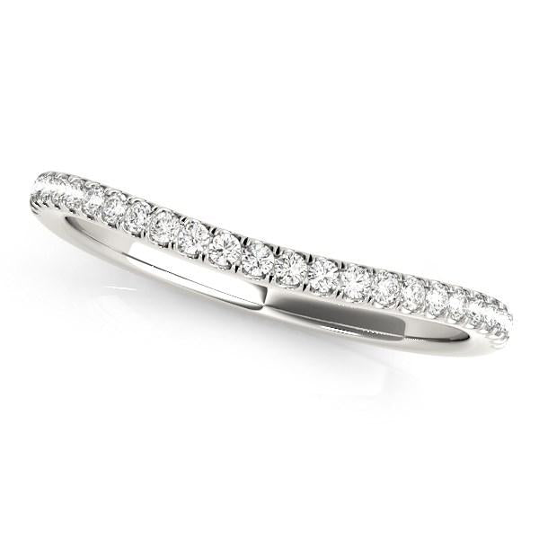 14k White Gold Pave Setting Style Curved Wedding Band (1/10 cttw).