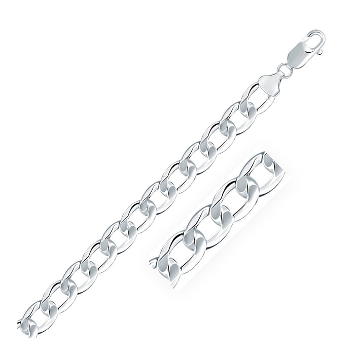 Rhodium Plated 8.4mm Sterling Silver Curb Style Chain.