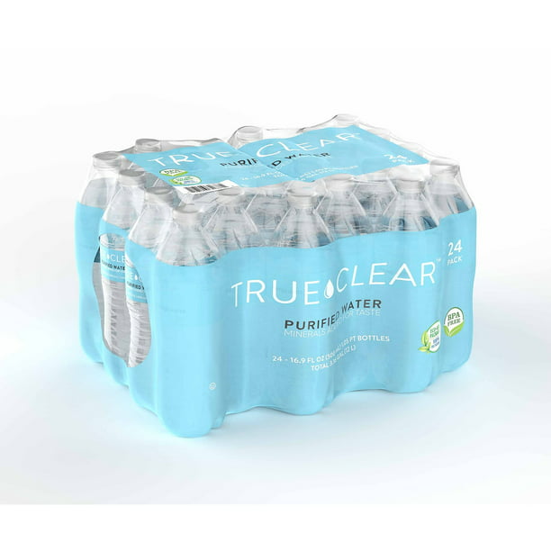 True Clear Purified Bottled Water, 16.9 fl. oz. Bottles, 24/Carton
