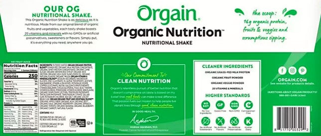 Orgain Organic Nutrition Shake, Vanilla Bean (11 fl. oz. pack of 12)