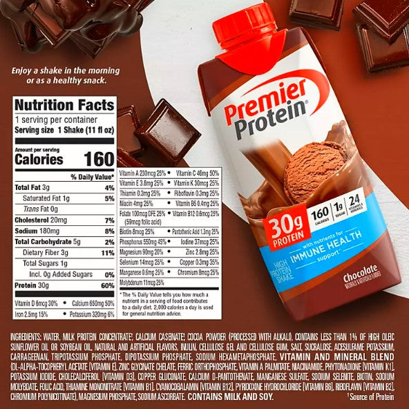 Premier Protein 30g. High Protein Shake, Chocolate (11 fl. oz., 15 pk)